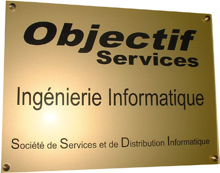 Plaque professionnelle or gravure noire