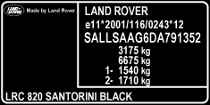 Plaque constucteur Land Rover