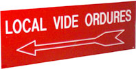 Plaque signal&eacute;tique rouge gravure blanche