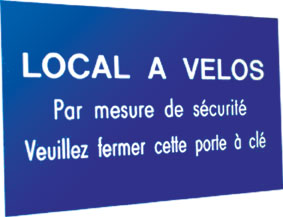 Plaque signal&eacute;tique bleue gravure blanche