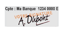 Wood Stamp Account number + Signature